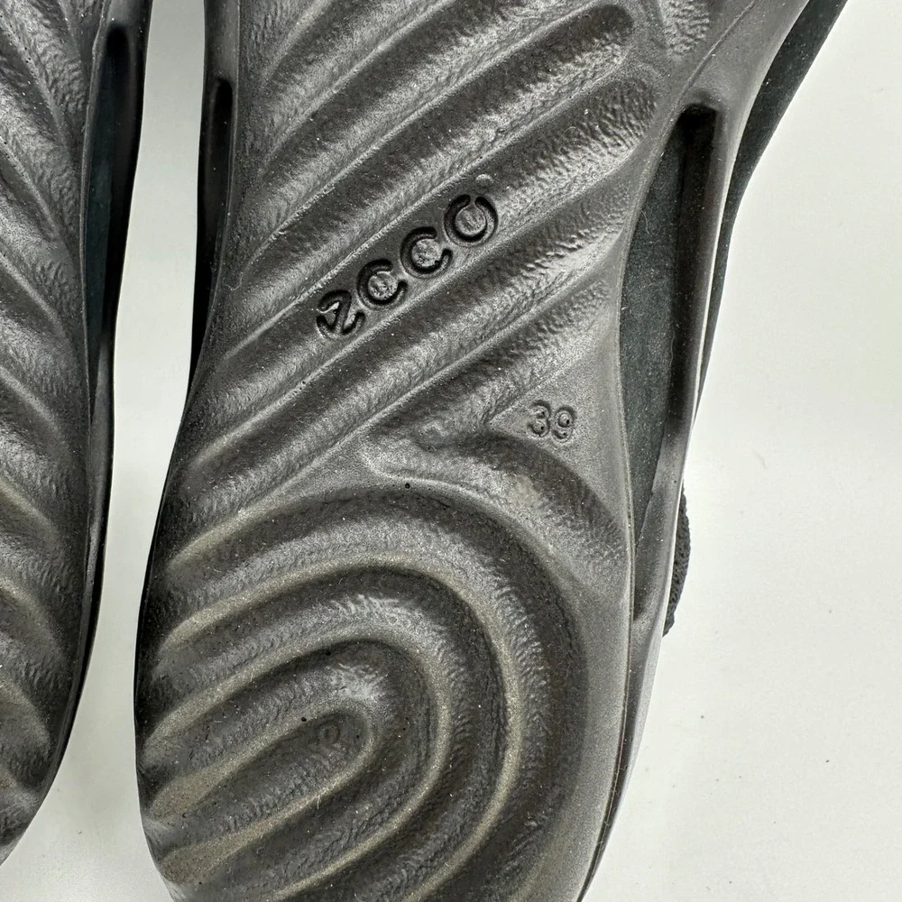 ECCO Sandal Women 39 US 8-8.5 Black Nubuck Bungee Lace Sport Shoes Walking